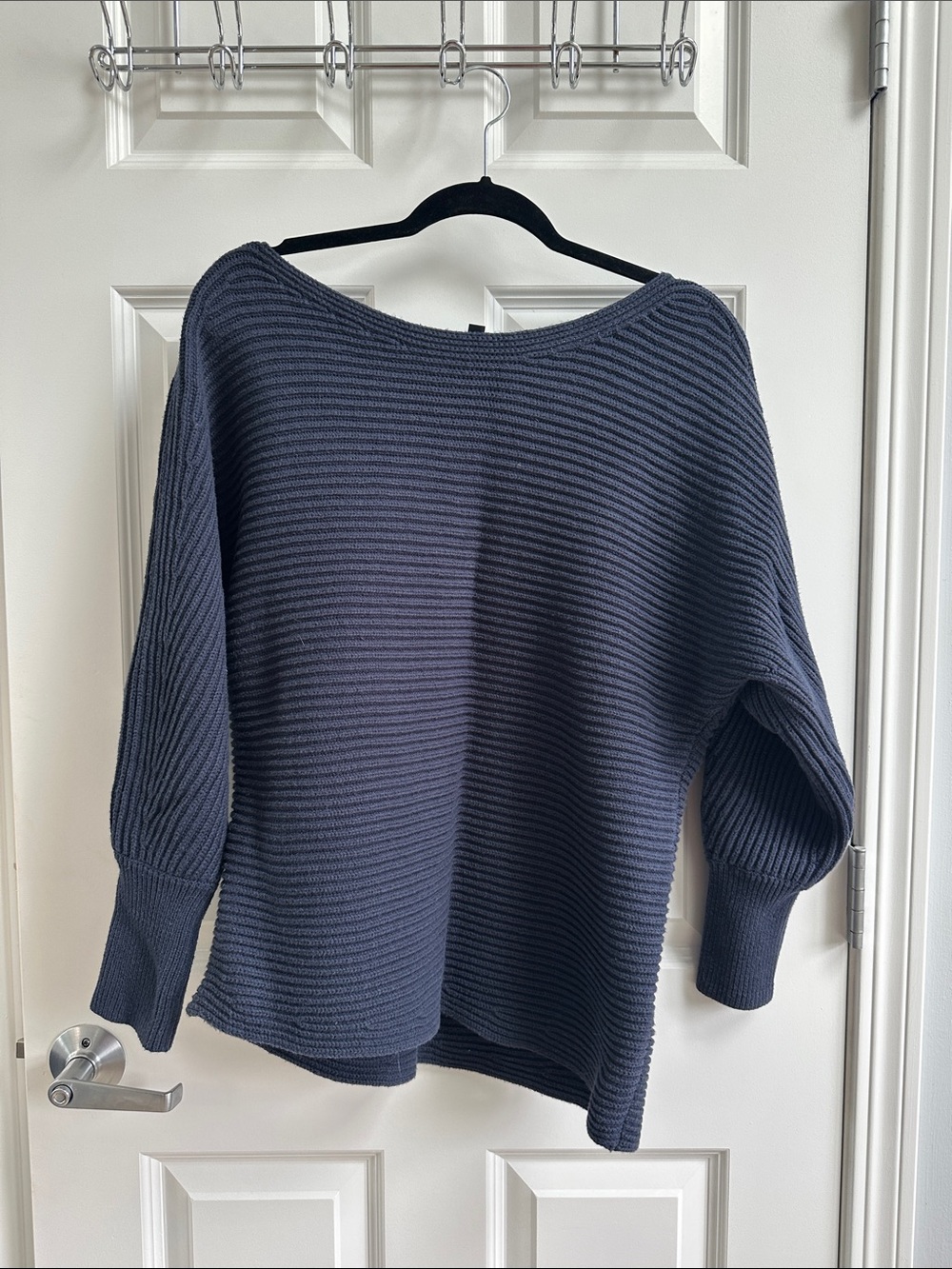 CAbi Women's Asymmetrical Boatneck Sweater - Navy